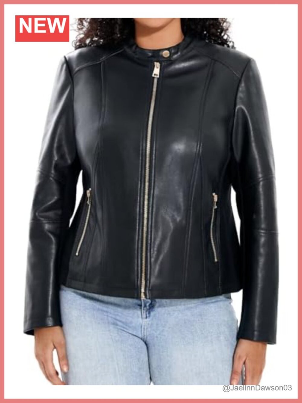Plus Size Faux Leather Moto Jacket Oversized Motorcycle Coat